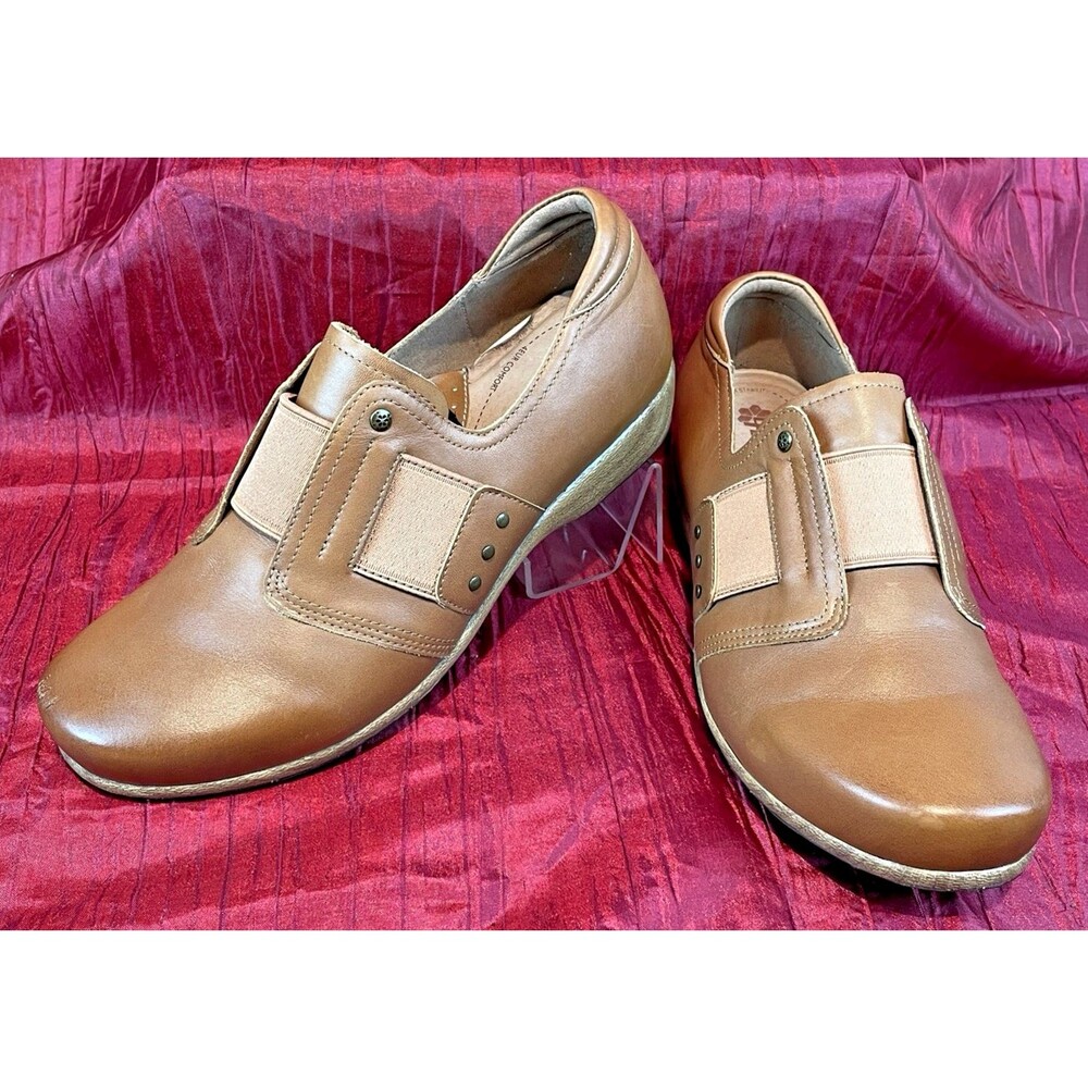 Womens Rocky 4 Eur Sole Tan Leather Oxford Low Wedge Casual Shoes sz 7W